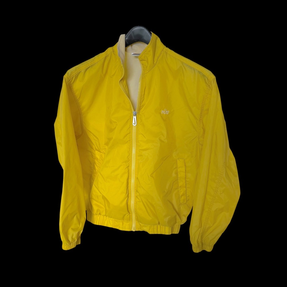 Nike Yellow Windbreaker Jacket Full Zip‎ Mesh Lined S Distressed
